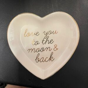 Pier 1 Heart-Shaped Ceramic Dish with Gold Accents